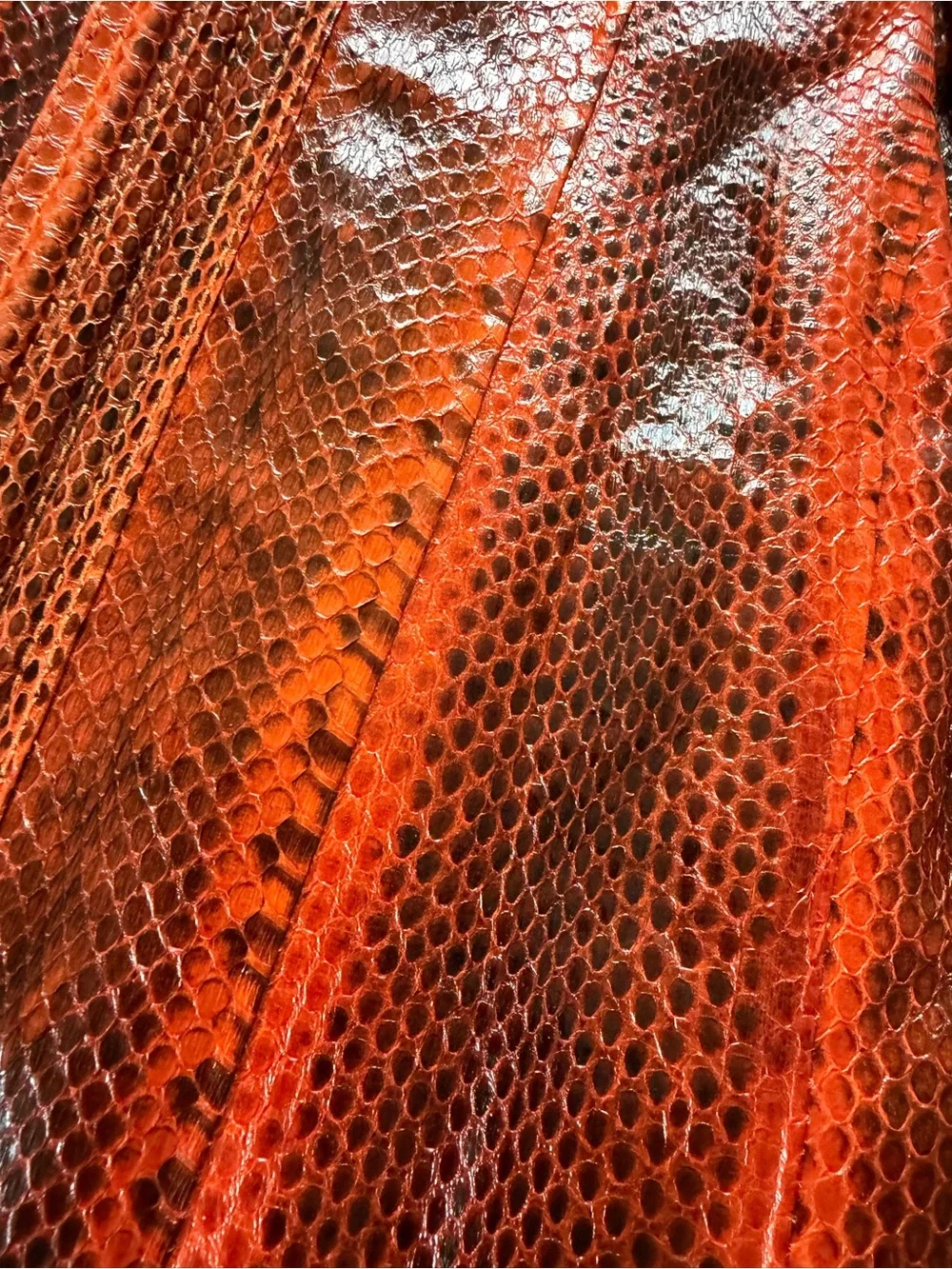 Snakeskin Orange Textured Satchel Handbag